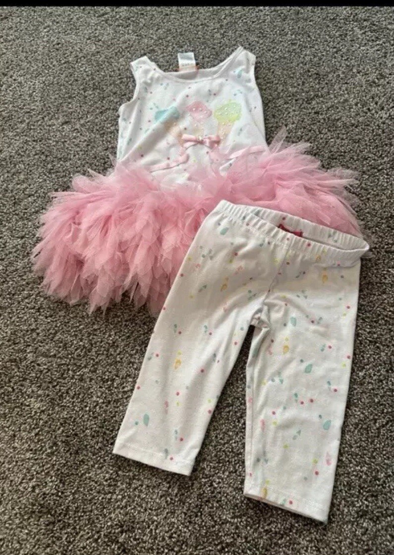 Kate Mack Girl Tutu Icecream Capri Set Outfit 4t 