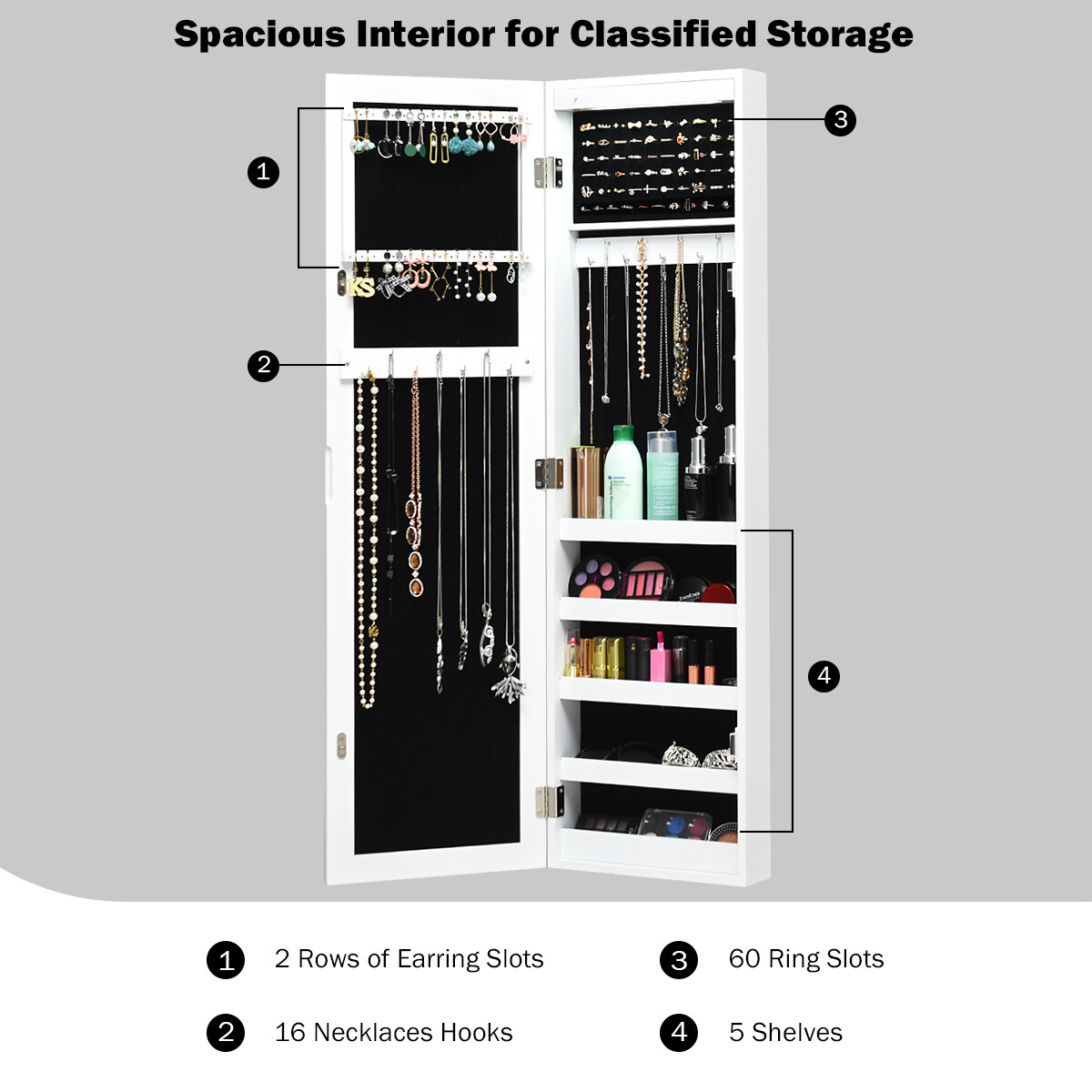Giantex LED Jewelry Wall Mounted &Door Hanging Jewelry Armoire