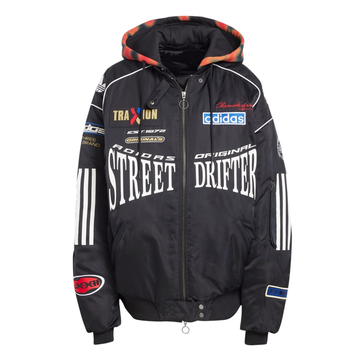 Women's Adidas Originals Black Rasant Hooded Moto Bomber Jacket