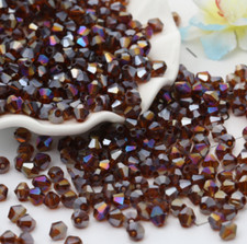 hot 200pcs 3mm/4mm/ 6mm Crystal Bicone Loose spacer beads brown crystal Beads