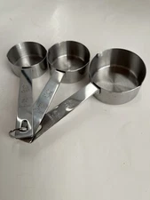 Bakers Secret Round Long-Handle Nesting Measuring Cups Stainless Set of 3