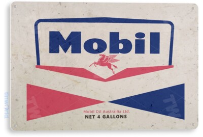 TIN SIGN Mobil Oil Sign, Gas Station, Garage, Auto Shop, Retro Rustic ...