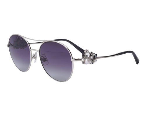 Swarovski SK278 16Z Dark Silver Round Aviator Metal Sunglasses Frame 55-17-145 - 第 2/2 張圖片