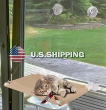 Cat Bed, Window Hammock / Perch, Raised Resting Post for Large & Small Cats