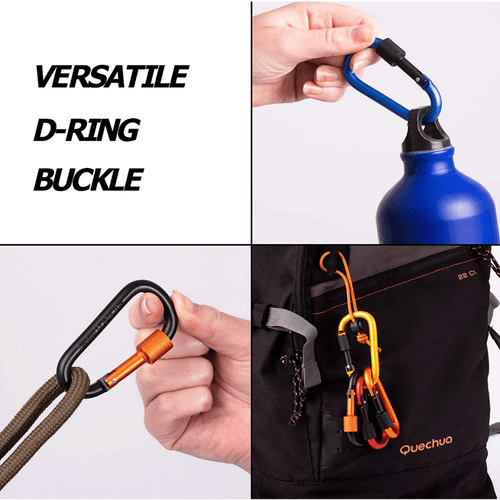 Carabiner Clip D Ring Set Aluminum Multicolor 3" In Twist Locking Key