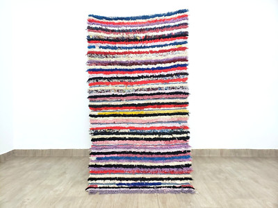 Vintage Moroccan Berber Rug 3x6 Colorful Striped Geometric Boujaad Tribal Runner