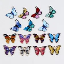 45pcs Mixed Alloy Enamel Butterfly Pendants Animal Charms for Craft DIY Jewelry