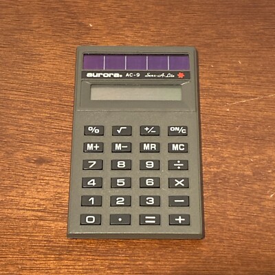 Vintage Aurora AC-9 Solar, Sens-a-lite, Mini, Pocket Calculator