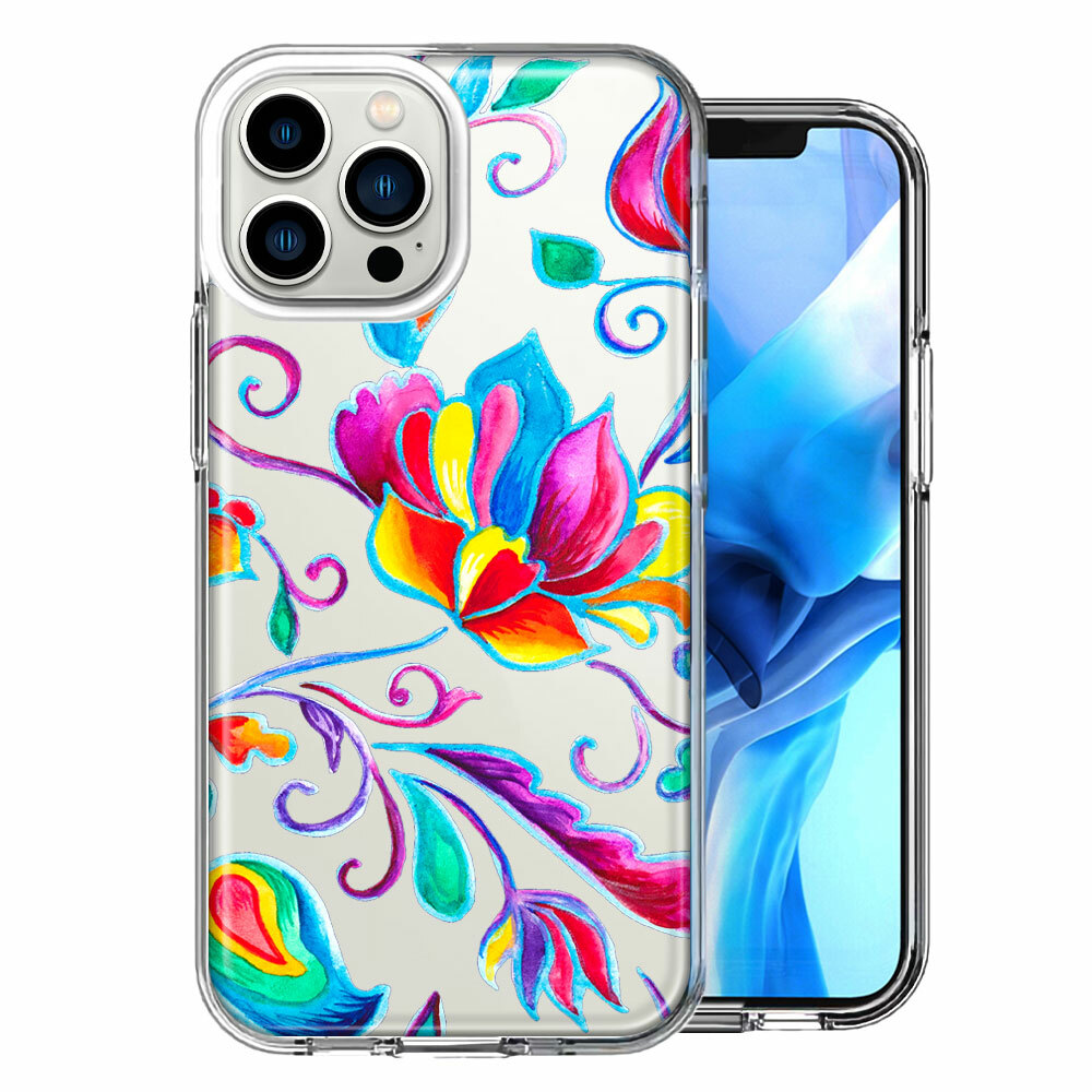For Apple iPhone 12 Pro Max Bright Colors Rainbow Water Lilly