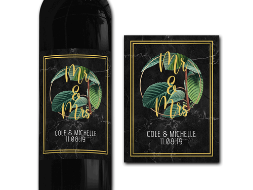 Personalised MR & MRS Couple Wedding Wine Bottle label/Custom Wedding Favour - Picture 2 of 6