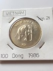 VIETNAM 100 DONG 1986 SILVER NATURAL PROTECTION ELEPHANT SILVER COIN UNC