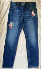 Wonder Nation Girls Jeans Embroidered Flowers Denim. Large 10-12 Plus