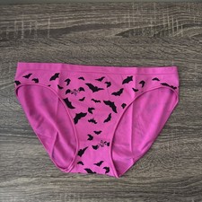 Pink By Victoria  s Secret, Small Pink, Bats, Seamless Halloween Bikini Panties