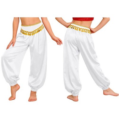 Kids Girls Dance Pants Stage Trousers Zipper Bloomers Tassels Loose Princess