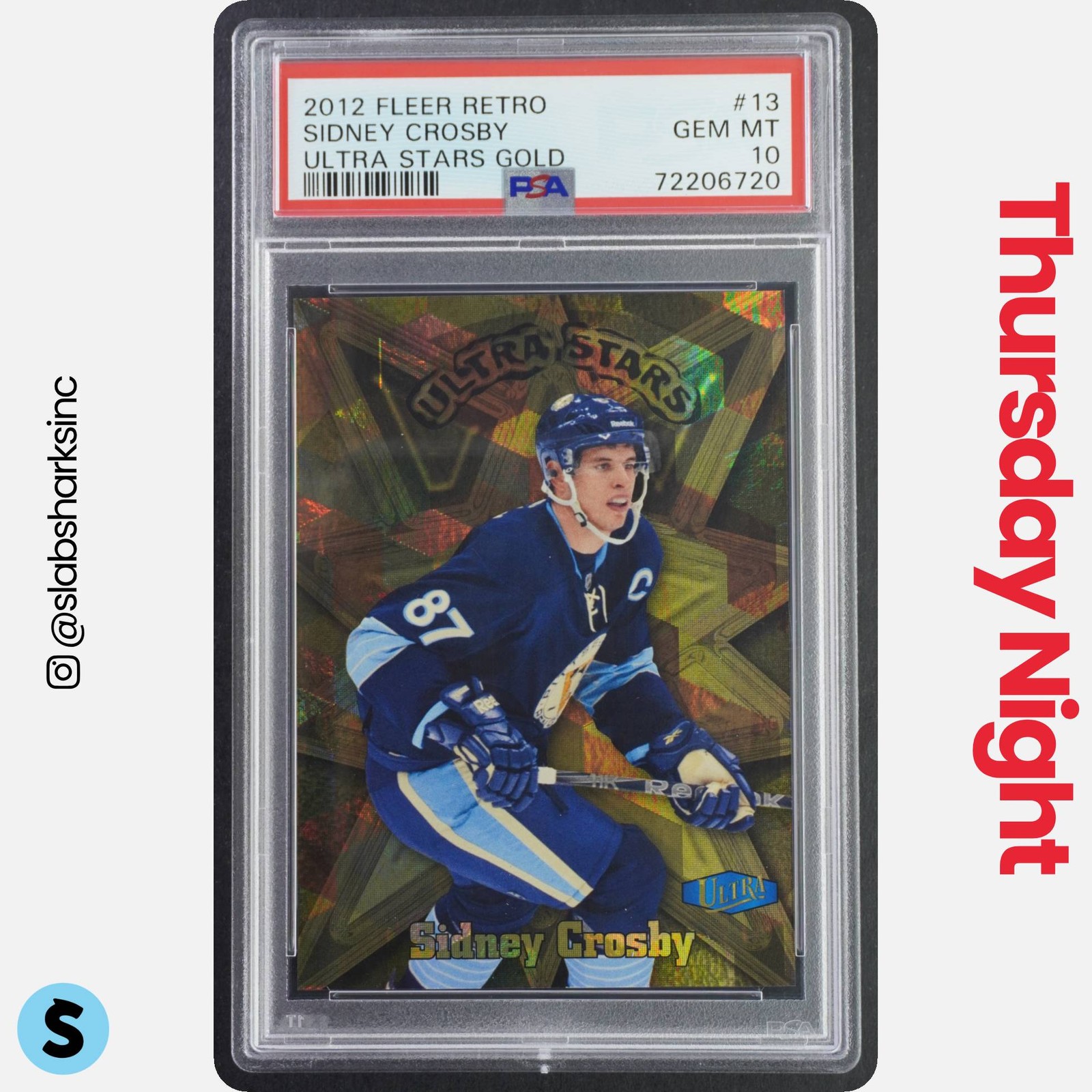 2012 FLEER RETRO #13 SIDNEY CROSBY ULTRA STARS GOLD PSA 10 view 1