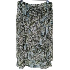 Vintage R.Q.T. Green Nature Print Y2K Fairy Sheer Chiffon Layered Skirt Size 12
