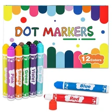 12-Color Bingo Daubers Washable Markers for Kids Drawing Coloring Arts Supplies