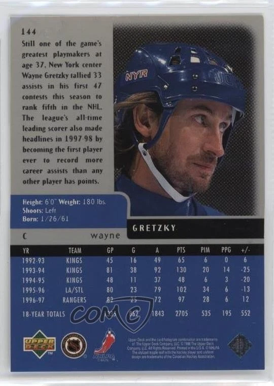 1997-98 Upper Deck Black Diamond Triple Diamond Wayne Gretzky #144 HOF - Image 2 of 2