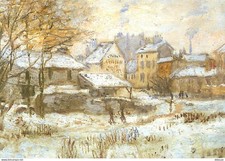 Postcard - Art - Painting - Claude Monet - Snow Effect. sunset sun