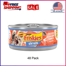 (48 pack) Purina Friskies Shreds, Chicken and Salmon Dinner in Gravy, Wet Cat Fo