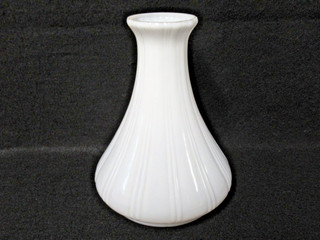 ANTIQUE OPAL MILK GLASS RIBBED ANGLE OIL LAMP SHADE
