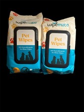 Wipemate Pet Wipes 2-Pack 100ct Unscented Hypoallergenic Dog Cat Grooming Wipes