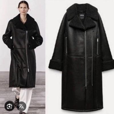 Zara ZW Collection Oversized Double Faced Long Biker Coat Size XS-S Ref 3548/042