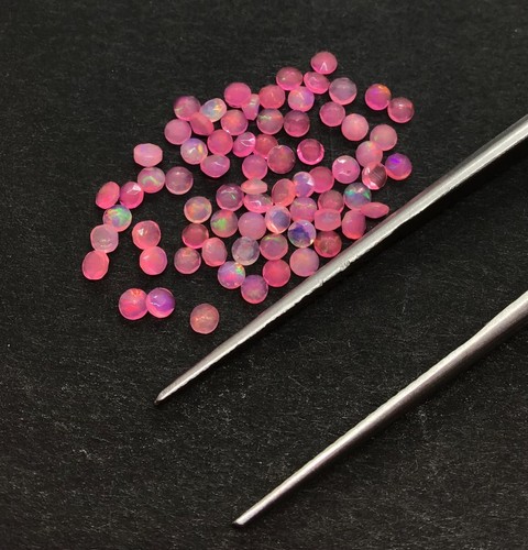 AAA Natural Ethiopian Pink Fire Opal Round Cut Loose Gemstone For All Jewelry - Picture 13 of 18
