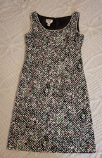 Talbots Womens Size 10 Stretch Sheath Dress Black & White Confetti Sleeveless