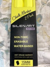Silenart 15mm Liquid Chalk Markers 2 Pack Wet Erase Water-Based Chalk Pens NEW