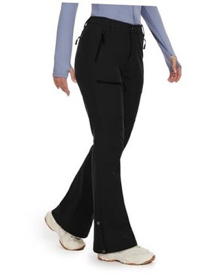  Women's Snow Ski Pants Fleece Lined Waterproof Softshell 12 Short Black