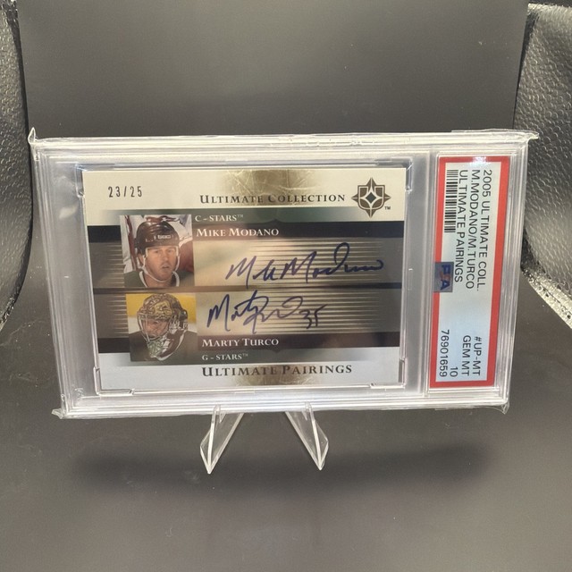 2005 Ultimate Collection Marty Turco Mike Modano PAIRINGS AUTO /25 PSA 10