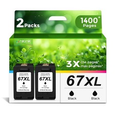 Ankink Black Ink Cartridge for HP 67 XL 2-Pack 67XXL