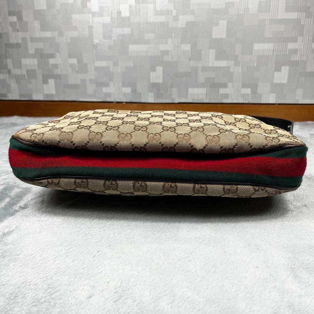 GUCCI GG Sherry Line Shoulder Bag Ziplock Leather Canvas Brown Beige From Japan thumbnail 5