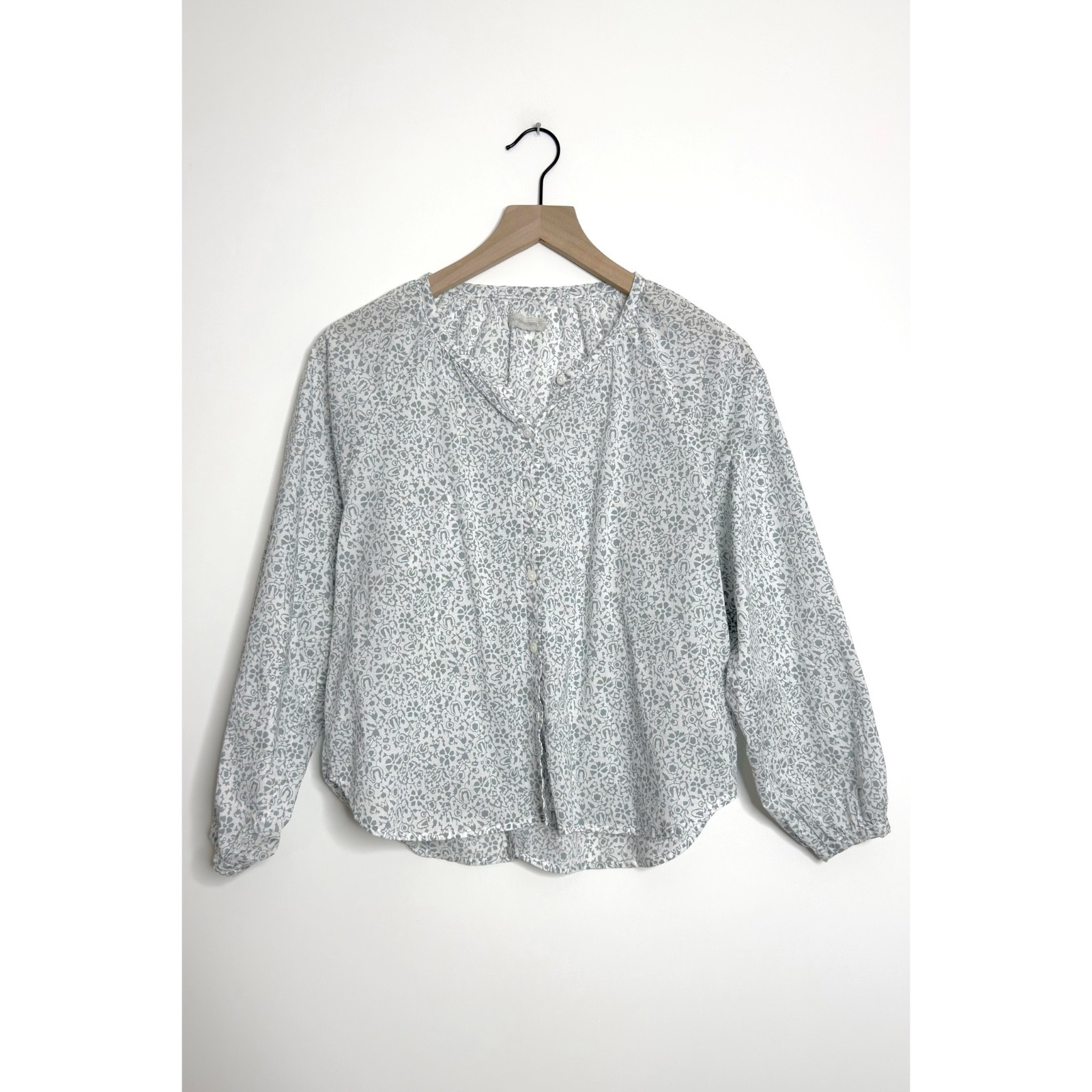 OUTERKNOWN Folk Top Button Front Blouse Floral Wh… - image 1