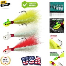 3 Pack Bucktail Jig Lure Hair Jig Saltwater Freshwater Lures Surf Fishing Bas...