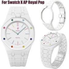 Bioceramic Case Integrated Band Wristwatch Mod Kit For Swatch X AP Royal Pop