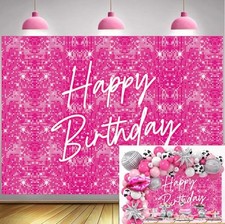 Hot Pink Shimmer Wall Backdrop for Girls Birthday 7x5FT Glitter Sequins Party...