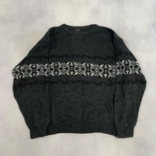 Vintage Knitted Jumper Abstract Patterned Grandad Knit Sweater Men's M