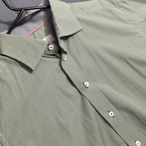 Camicia Eton uomo 16 41 verde check cotone contemporaneo manica lunga con bottoni