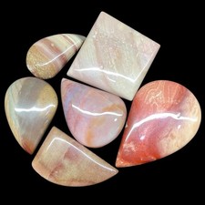 6 Pcs Natural Polychrome Jasper 41-61mm Loose Cabochon Untreated Gemstones Lot