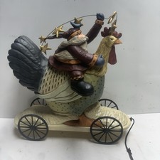 1999 WILLIRAYE STUDIO~WW2754~”FOWL WEATHER FLIGHT" Santa on Large Rooster~#1841