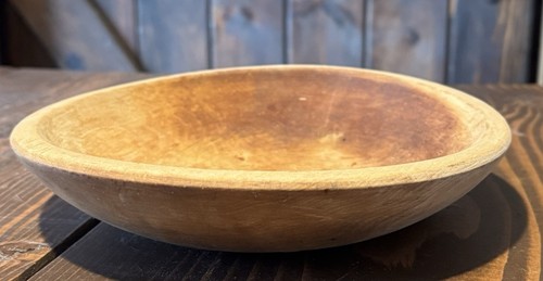 Wood Primitive Rustic Munising Dough Bowl Out of Round 9” Farmhouse Decor - Picture 1 of 12