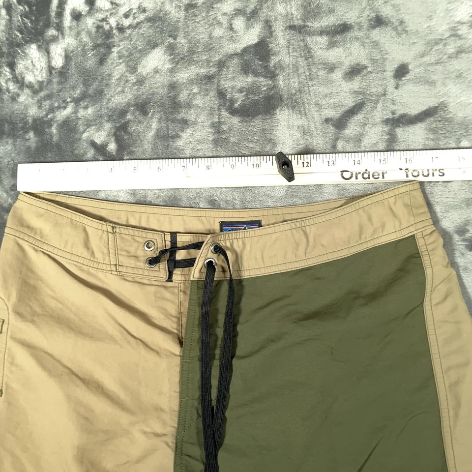 Patagonia Board Shorts Para Hombres 32 Verde Tostado Dos Tonos Nylon Cordón Natación Surf Foto 2 de 4