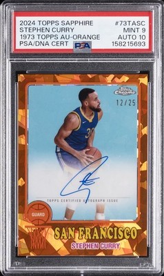 TOPPS CHROME SAPPHIRE EDITION 1973 TOPPS AUTOS STEPHEN CURRY 12/25 PSA 9 AUTO 10