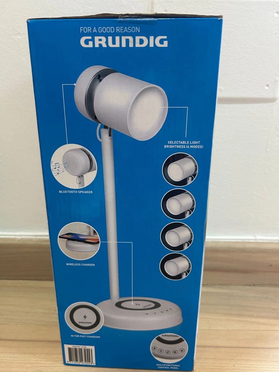 Lámpara LED Escritorio Grundig 3 en 1 | Bluetooth + Carga Inalámbrica Qi | 4 Mod