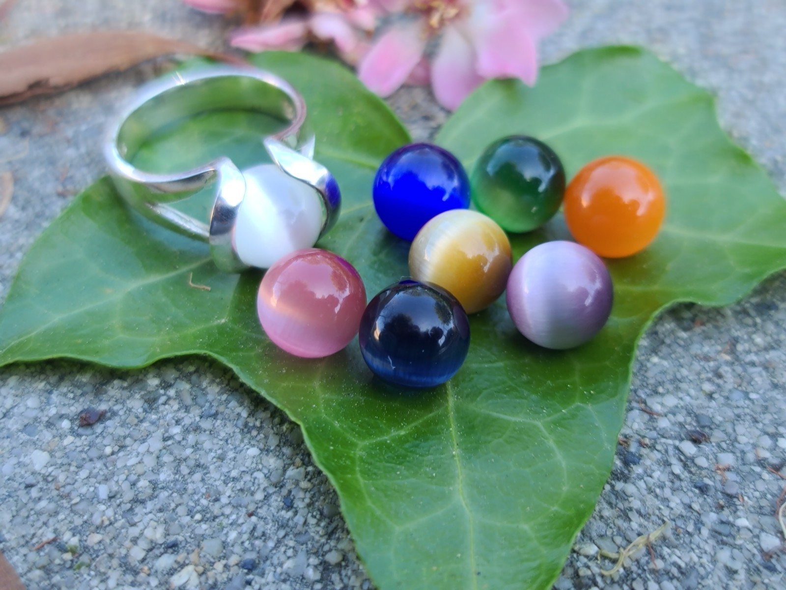 Sterling 925 Solid Silver Color Changing Cateye R… - image 1