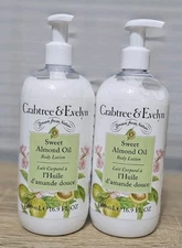 (2) Crabtree & Evelyn Sweet Almond Oil Body Lotion 16.9 fl oz -w/pump- New