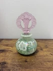 Fenton Willow Green Opalescent Glass Floral Perfume Bottle 95th Anniversary