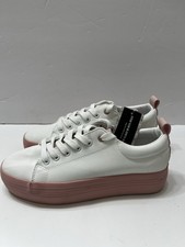 Sneaker platform bianco rosa suola comoda donna 8 nuove con etichette stringate